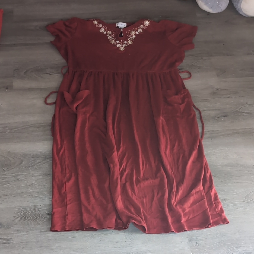 White Stag Red Top with Floral Embroidery